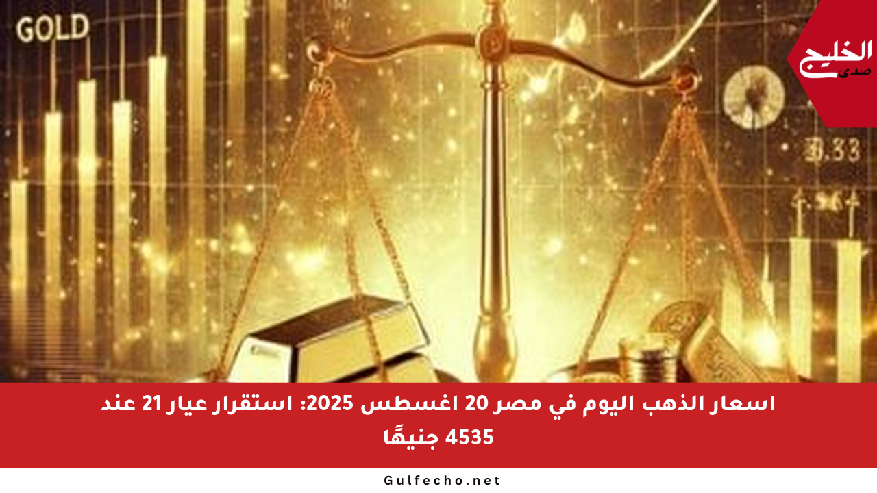 أسعار الذهب اليوم في مصر 20 أغسطس 2025: استقرار عيار 21 عند 4535 جنيهًا